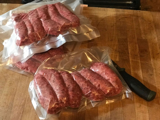 Venison, Pork and Red Wine sausages